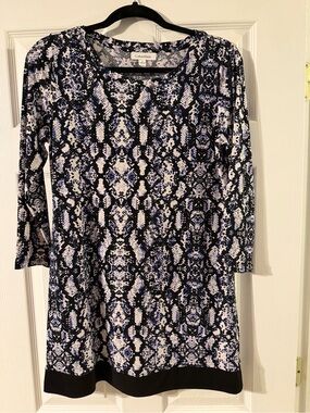 Calvin Klein Black, White & Blue Snake-Print dress